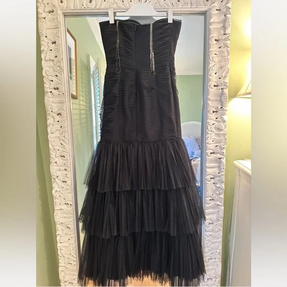 Fame and Partners Black Multi-Tiered Tulle Gown - Picture 2 of 4